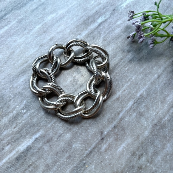 Authentic David Yurman Oval Double Cable Chain Sterling Silver Bracelet S - Picture 8 of 8